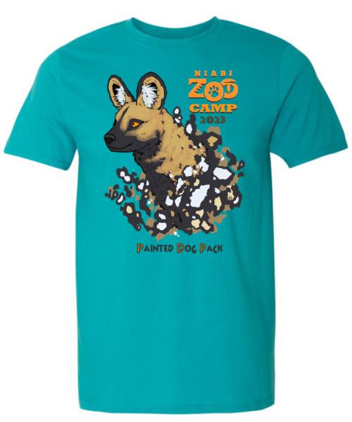 Zoo Camp shirt 2023 - Painted Dog Pack - turquoise